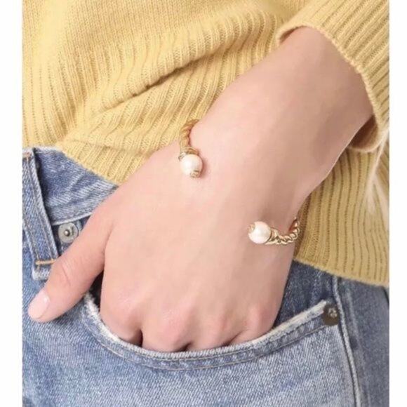 NWT Tory Burch Gold Rope Peal Cuff Bracelet - Picture 4 of 5